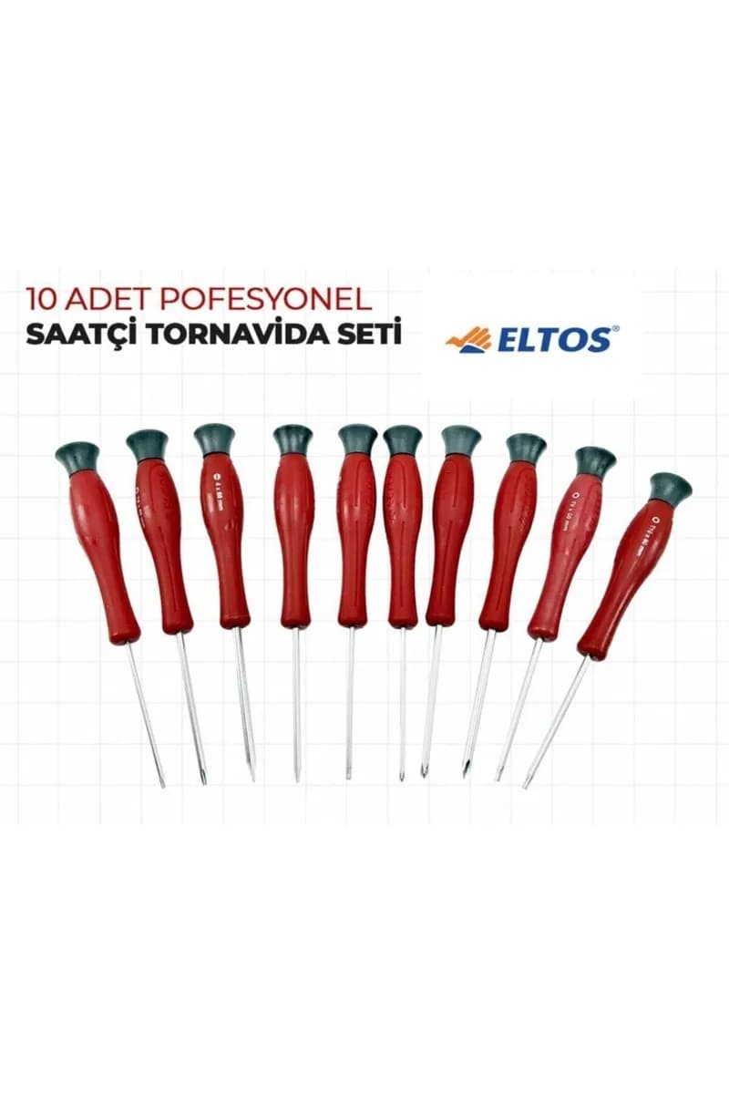 Eltos Torx-Düz-Yıldız Saatçi Klemens Tornavida Seti 10 Parça