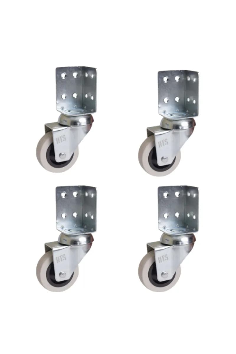 HTS 331 L Çift Bilyalı Köşe Tablalı Mobilya Tekeri 50 mm 4'lü Set